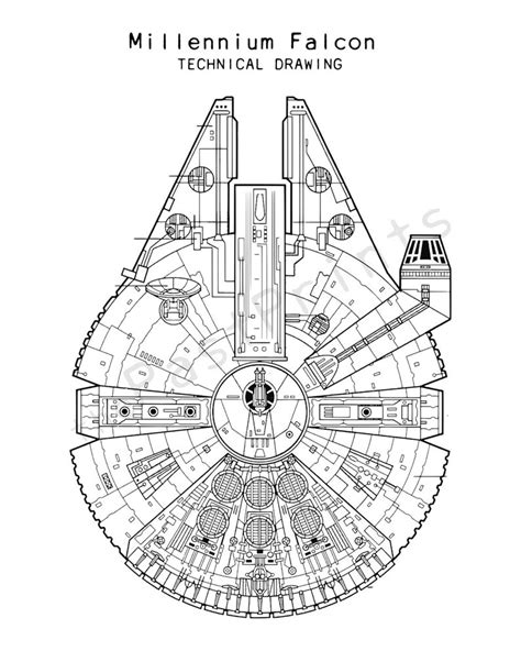 Falcon Images: Outline Millennium Falcon Line Drawing