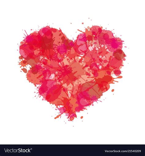 Heart Watercolor Paint Of Splatter Love Icon Vector Image In 2021