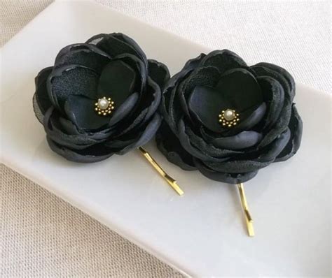 Bump it comb for black hair. Black Satin Organza Flowers In Handmade, Bridesmaids Hair ...