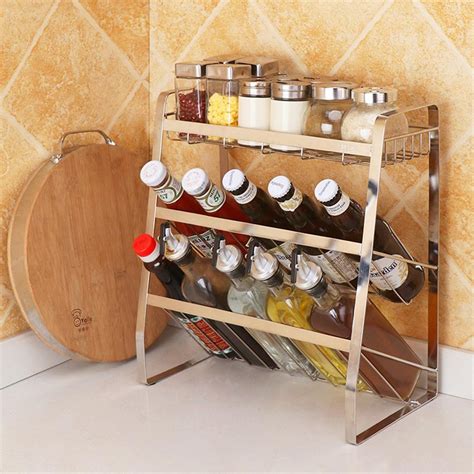 Buy 3 Layers Kitchen Spice Rack 304 Stainless Steel Spice Jars Bottle
