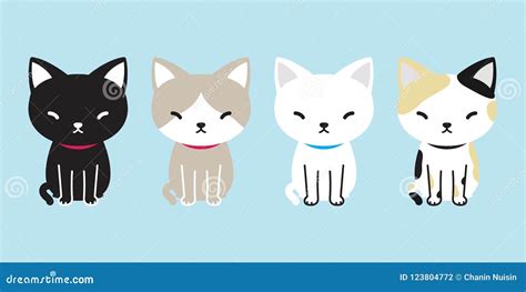 Cat Vector Icon Cartoon Character Calico Kitten Logo Illustration