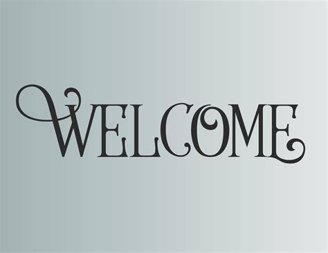 Welcome Fancy Typography Front Door Die Cut Vinyl Wall Decal Sticker