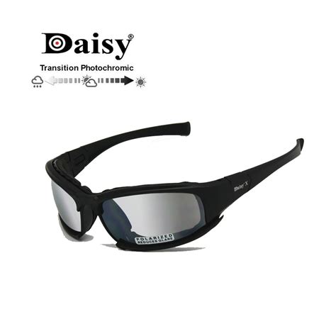 Transition Photochromic Polarized Daisy X7 Army Sunglasses Military Goggles 4 Lens Kit War Game