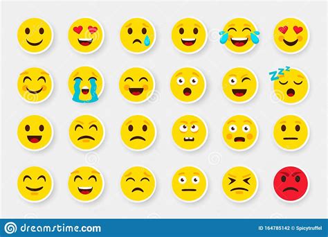 Emoji Sticker Face Set Emoticon Cartoon Emojis Symbols Vector Digital