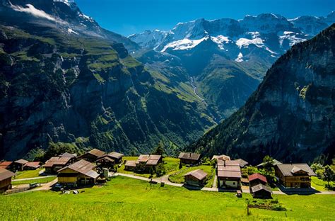 Gimmelwald Swiss Mountain Village Lauterbrunnen Valley Swiss Alps