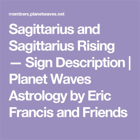 Sagittarius And Sagittarius Rising — Sign Description Planet Waves