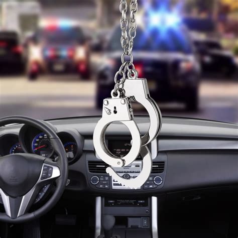 Car Pendant Adjustable Police Man Hanging Handcuffs Car