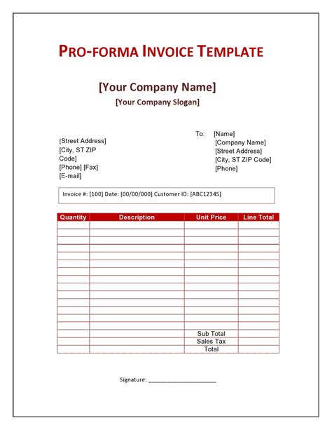 Proforma Invoice Template India