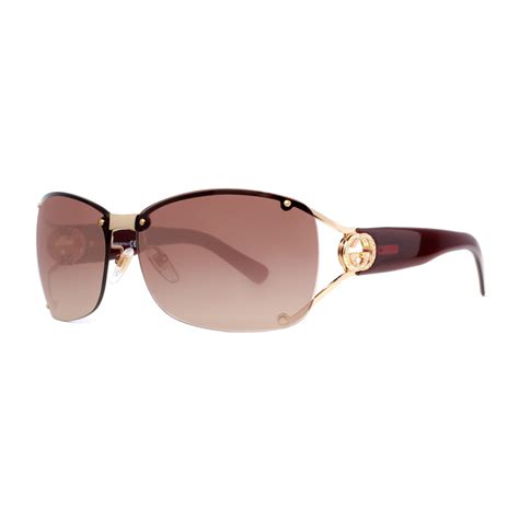 Gucci Gg 2820 F S 2820 F S J5g Yt Gold Burgundy Crystal Accent Sunglasses 62mm