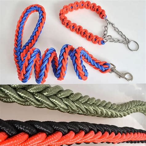 Strong Braided Nylon Large Dogs Collar And Leash Set Big Dog Leads