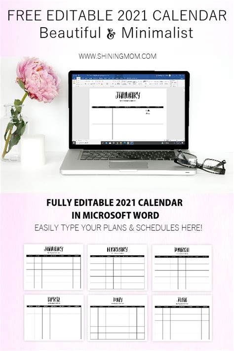 The blank and generic calendars are easy to edit or customize for your 2021 events. FREE Fully Editable 2021 Calendar Template in Word