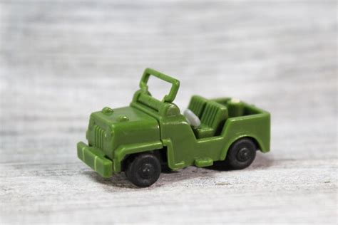 Vintage Plastic Toy Jeep 1980 Green Paint Plastic Retro Military Jeep