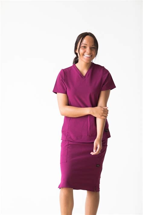 Original Scrub Skirt Wine Scrub Skirts Medical Outfit Shirt Dress