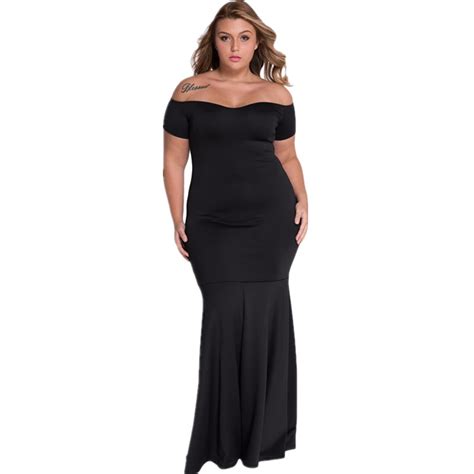 Cfanny Women Autumn Dress Plus Size Sexy Black Off Shoulder