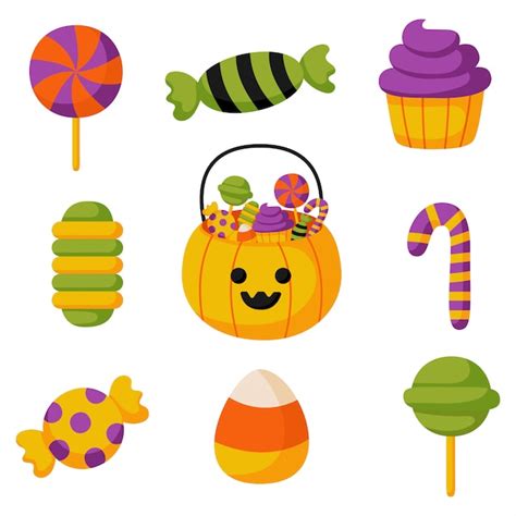 Premium Vector Halloween Trick Or Treat Candies Flat Isolated On