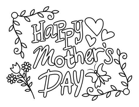 Printable Nature Happy Mothers Day Coloring Page