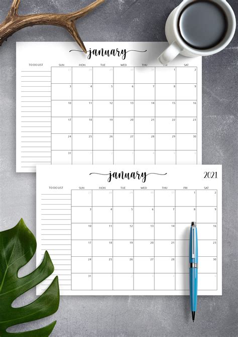 Paper To Do List Calendar 2021 Monthly Planner Printable Organizer