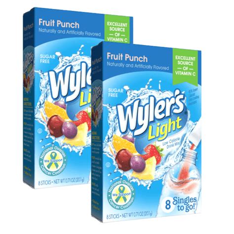 Wylers Light Singles To Go Powder Packets Fruit Punch Flavor Water