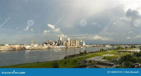 The Mississippi River Flows By The New Orleans Waterfront Stock Image