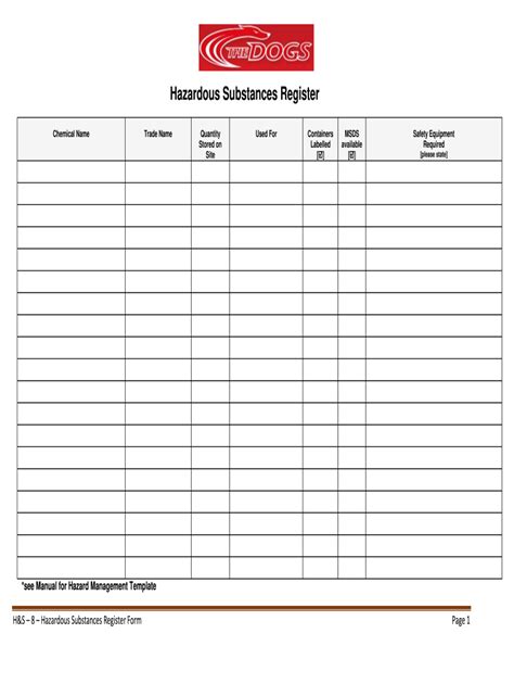 Sds Register Template Fill Out Sign Online DocHub