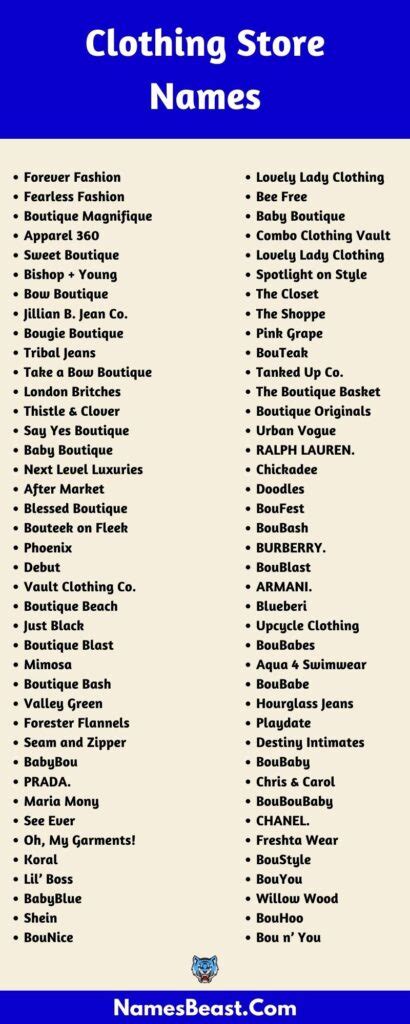 Clothing Store Names And Brand Name Ideas