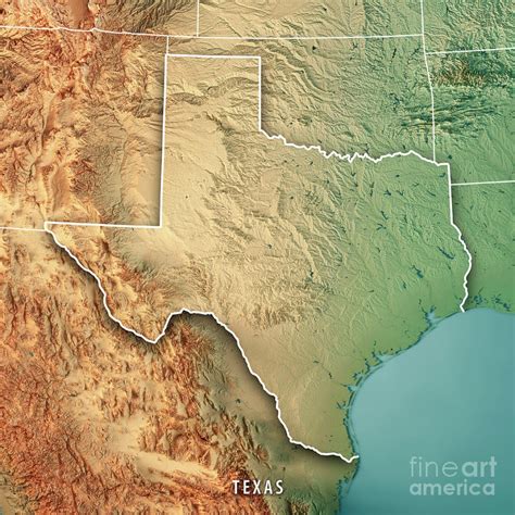 Texas State Usa 3d Render Topographic Map Borderfrank Ramspott 3d