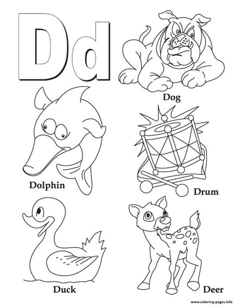 Color several items that begin with each letter. D Words Printable Alphabet Sd2e9 Coloring Pages Printable