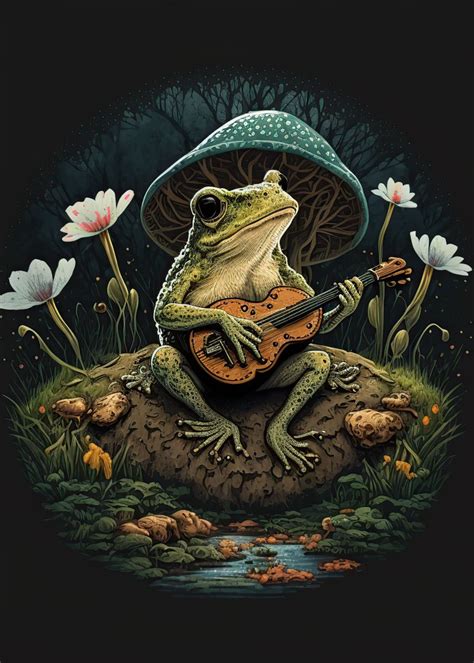 Frog Playing Banjo Poster By Childs Space Displate