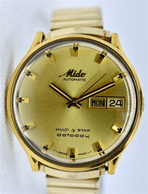 Mido Multi Star Datoday Automatic 24k Gold Plated The Time Teller Shop