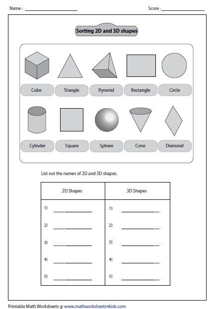 Solid Shapes Worksheets