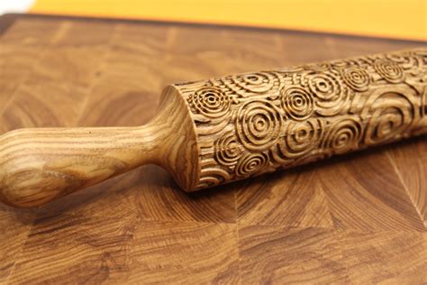 Engraved Rolling Pin Geometric Embossed Embossing Rolling Etsy