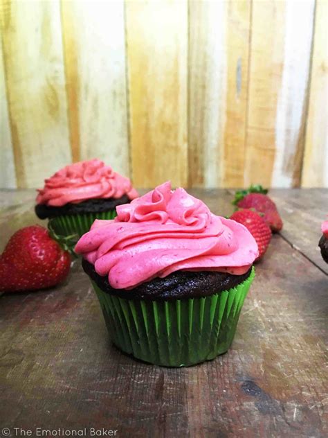 Vegan Chocolate Cupcakes With Strawberry Buttercream Frosting The Emotional Baker