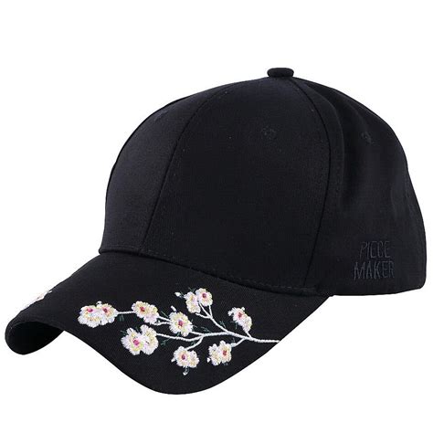 New Fashion Women Baseball Cap Cotton Hat Beauty Floral With Brim Black Pink Baseball Capswomen