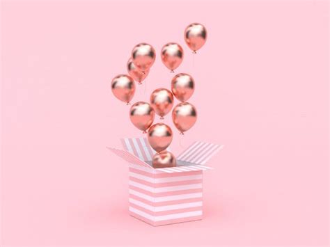 One name is considered first name! Pink White Box Open Rose Gold Metallic Balloon Floating ...