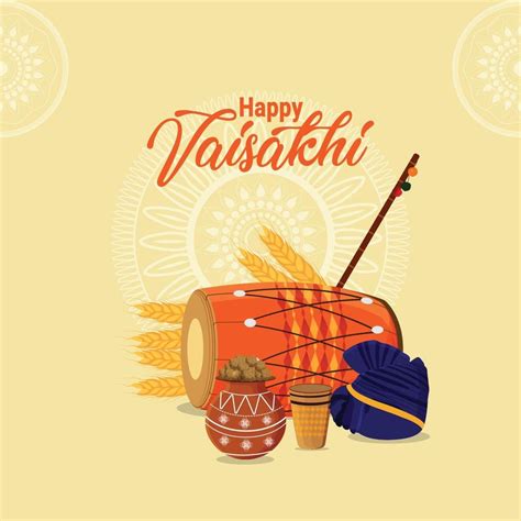 Happy Vaisakhi Celebration Greeting Card 2095125 Vector Art At Vecteezy