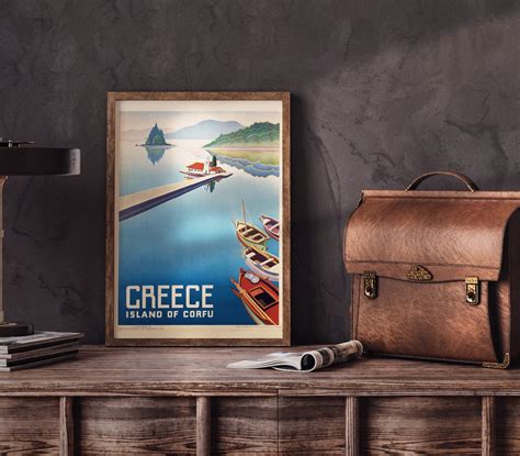 Greece Island Of Corfu Vintage Travel Poster Home Decor The