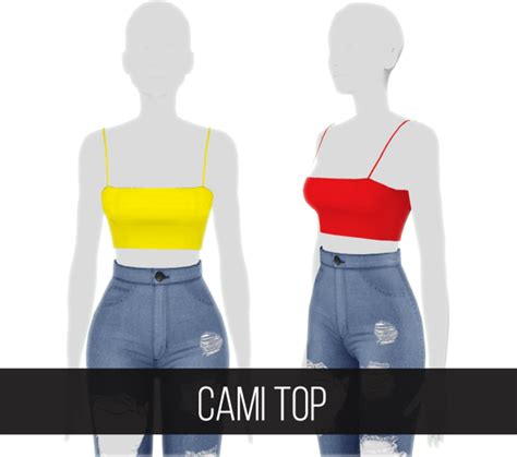 Cami Top Sims 4 Clothing Sims 4 Black Hair Sims 4 Mods