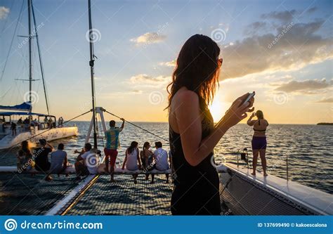 Tourists Sailing By Catamaran Varadero Cuba Editorial Image Image
