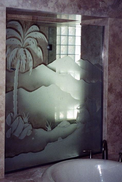 Palm Desert View Glass Partitions Etched Glass Tub Partition By Sans Soucie Art Glass Glass