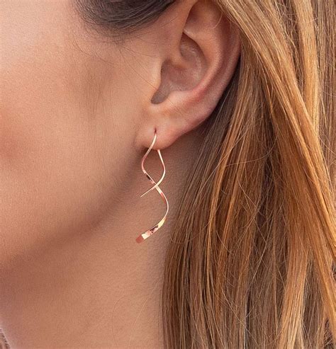 Amazon Com Spiral Threader Earrings K Rose Gold Plated Sterling