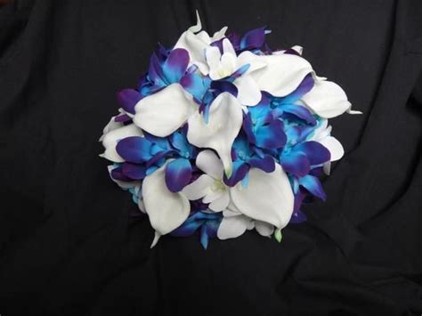 galaxy orchid bridal bouquet calla lily turquoise purple etsy orchid bridal bouquets purple