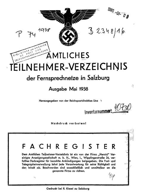 Bitte beachten sie unsere telefonservicezeiten: Telefonbuch Salzburg 1938 - Findbuch für Opfer des ...