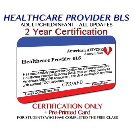 Aedcpr Healthcare Provider Bls Course Preprinted Card Accredited