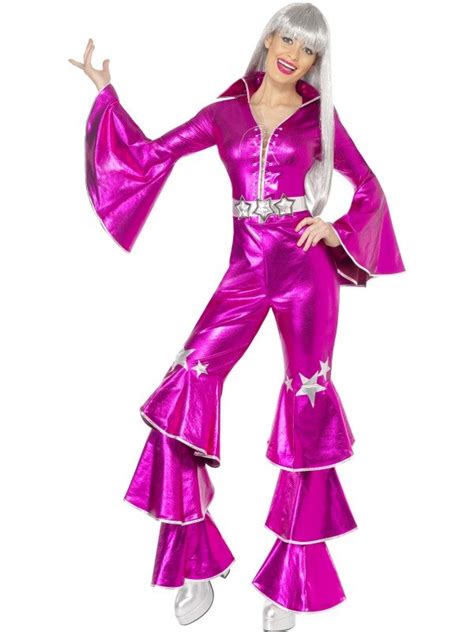 Adult Pink 1970s Dancing Dream Queen Ladies Fancy Dress Costume Outfit Ebay