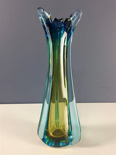 Murano Seguso Multicolored Glass Vase Midcentury At 1stdibs