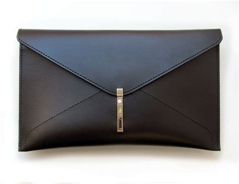 Leather Envelope Clutch Bag Handmade Black Clutch For Women