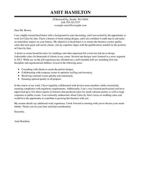 Outstanding Baker Cover Letter Examples And Templates From Trust Writing