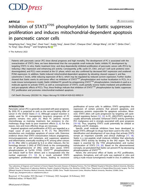 pdf inhibition of stat3y705 phosphorylation by stattic suppresses proliferation and induces