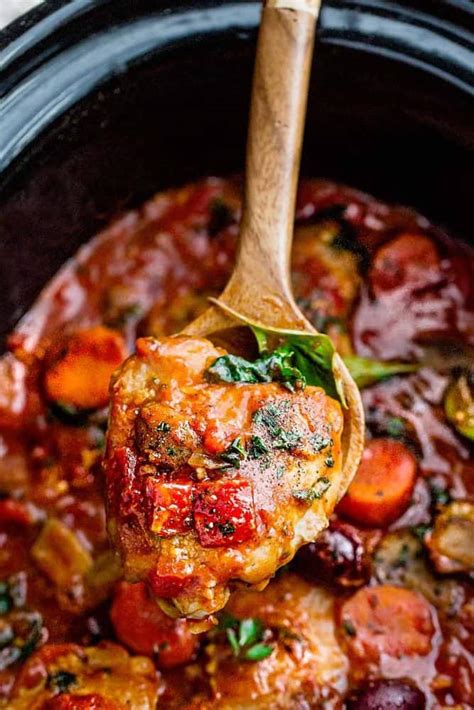 I added a package of baby spinach to the beans and tomato layer, because i wanted to add. Slow Cooker Chicken Cacciatore | Crock Pot Cacciatore Recipe