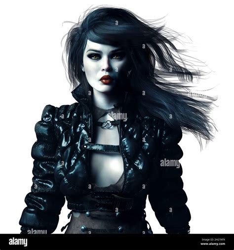 caucasian urban fantasy woman on isolated white background 3d rendering 3d illustration stock